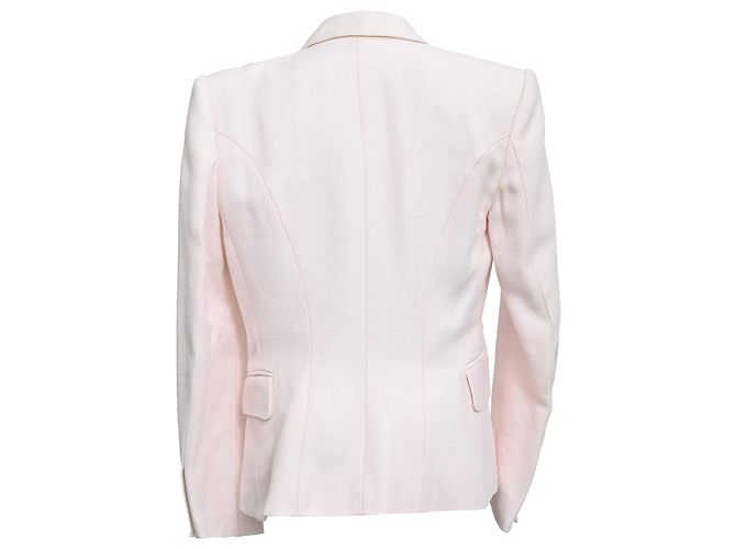 Balmain Double-Breasted Blazer in Light Pink Viscose - view 3