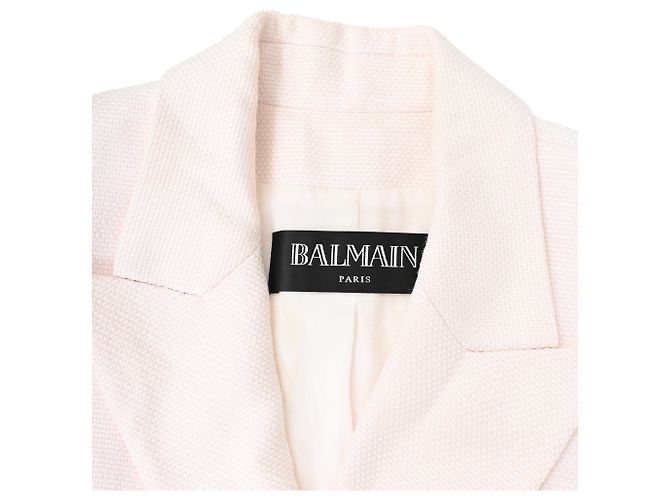 Balmain Double-Breasted Blazer in Light Pink Viscose - view 5