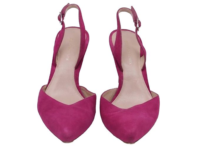 Décolleté slingback a punta Stuart Weitzman in scamosciato rosa Marrone - vista 2