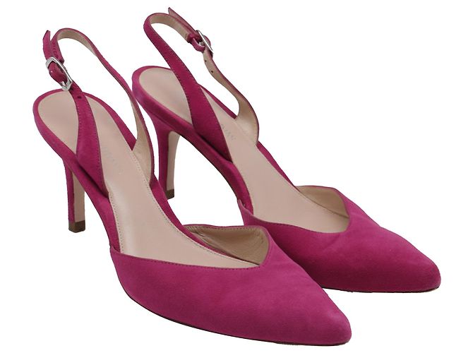Décolleté slingback a punta Stuart Weitzman in scamosciato rosa Marrone - vista 3