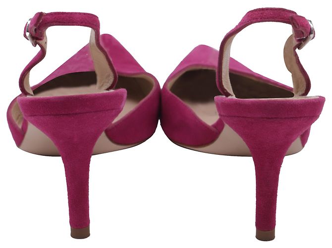 Décolleté slingback a punta Stuart Weitzman in scamosciato rosa Marrone - vista 4