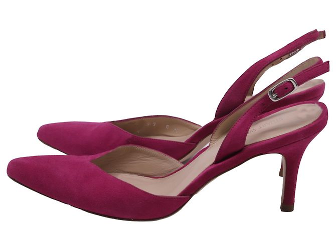 Décolleté slingback a punta Stuart Weitzman in scamosciato rosa Marrone - vista 5