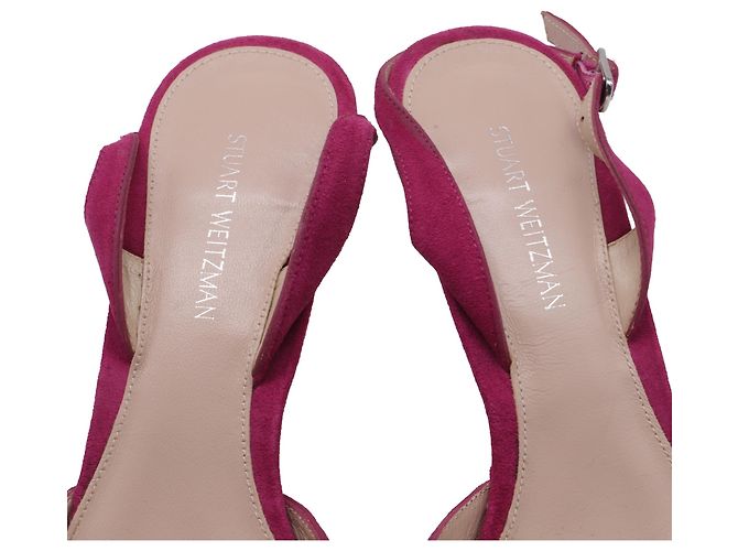 Décolleté slingback a punta Stuart Weitzman in scamosciato rosa Marrone - vista 7