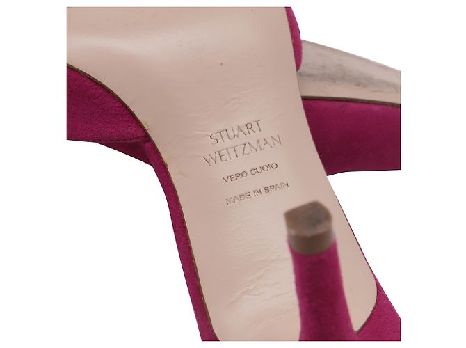 Décolleté slingback a punta Stuart Weitzman in scamosciato rosa Marrone - vista 9