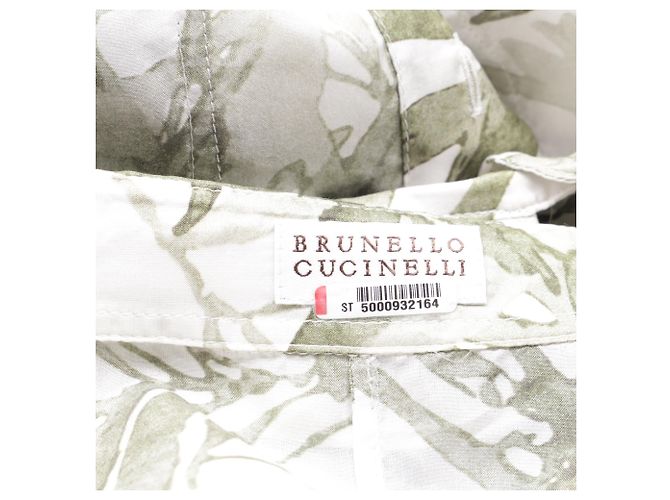 Camicia Brunello Cucinelli Herbarium in seta verde Stampa python - vista 6
