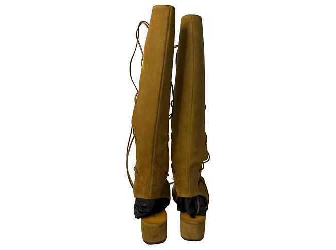 Sandali gladiatore con lacci Babies Tall di Saint Laurent in scamosciato beige - vista 4