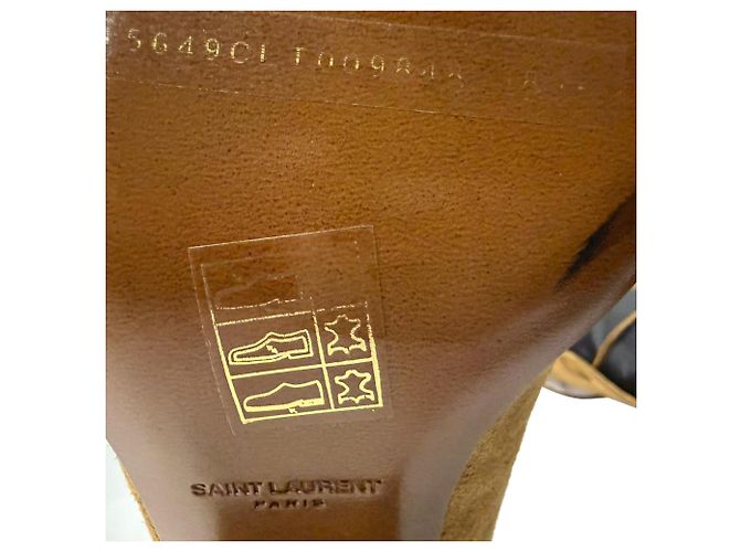 Sandali gladiatore con lacci Babies Tall di Saint Laurent in scamosciato beige - vista 9
