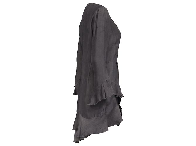 Vestido mini asimétrico con volantes Iro en cupro gris - vista 3