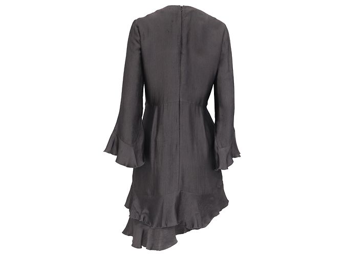 Vestido mini asimétrico con volantes Iro en cupro gris - vista 4