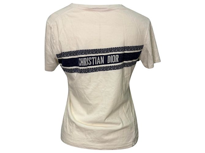 T-shirt in cotone bianco con logo ricamato Dior - vista 2