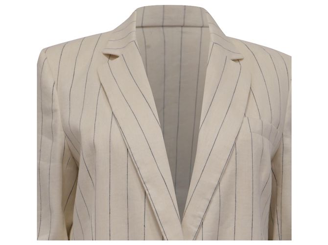 Blazer Tilia a righe con un bottone Vanessa Bruno in lino ecru Bianco Crudo - vista 2