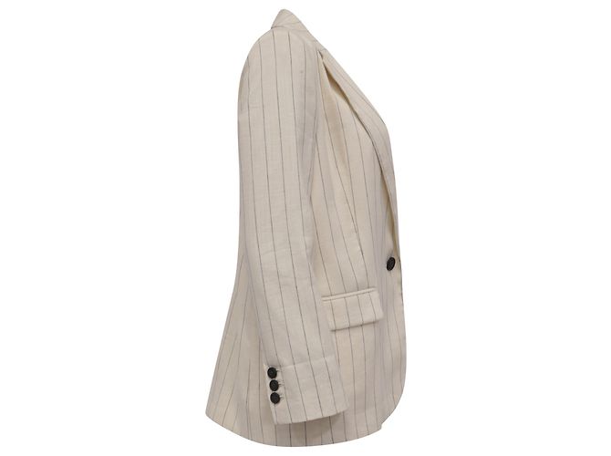 Blazer Tilia a righe con un bottone Vanessa Bruno in lino ecru Bianco Crudo - vista 3