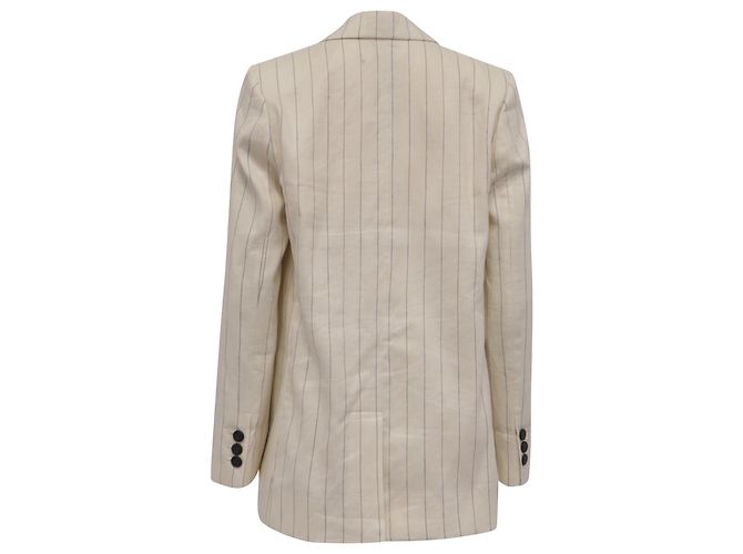 Blazer Tilia a righe con un bottone Vanessa Bruno in lino ecru Bianco Crudo - vista 4