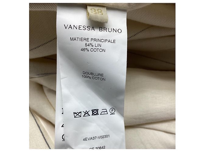 Blazer Tilia a righe con un bottone Vanessa Bruno in lino ecru Bianco Crudo - vista 6