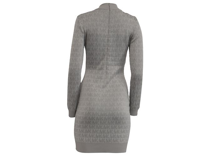 Michael Kors Metallic Logo Strick-Minikleid aus silberner Viskose Metallisch - Ansicht 4