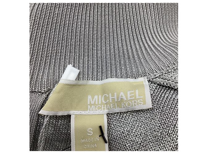 Michael Kors Metallic Logo Strick-Minikleid aus silberner Viskose Metallisch - Ansicht 6