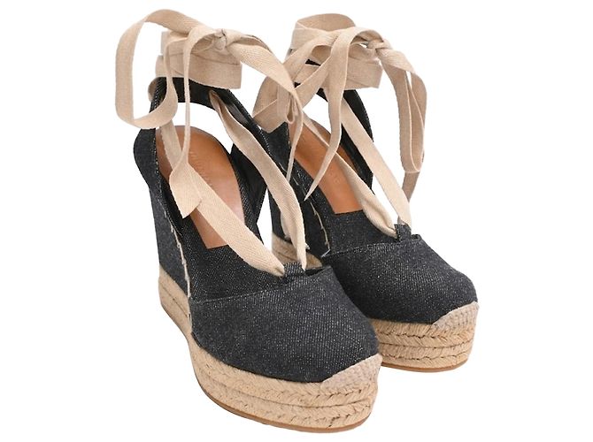 Décolleté con zeppa espadrilles Ralph Lauren Collection in cotone nero - vista 2