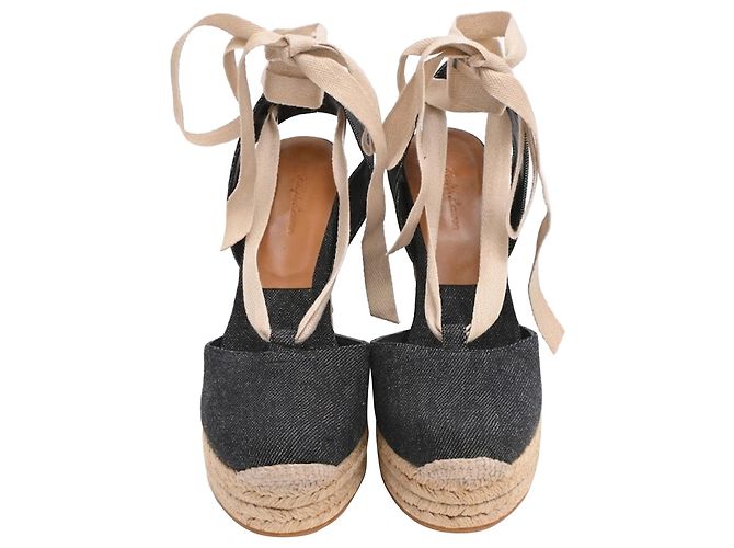 Décolleté con zeppa espadrilles Ralph Lauren Collection in cotone nero - vista 3