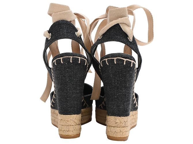Décolleté con zeppa espadrilles Ralph Lauren Collection in cotone nero - vista 4