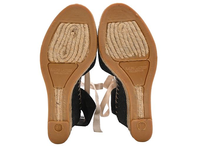 Décolleté con zeppa espadrilles Ralph Lauren Collection in cotone nero - vista 6