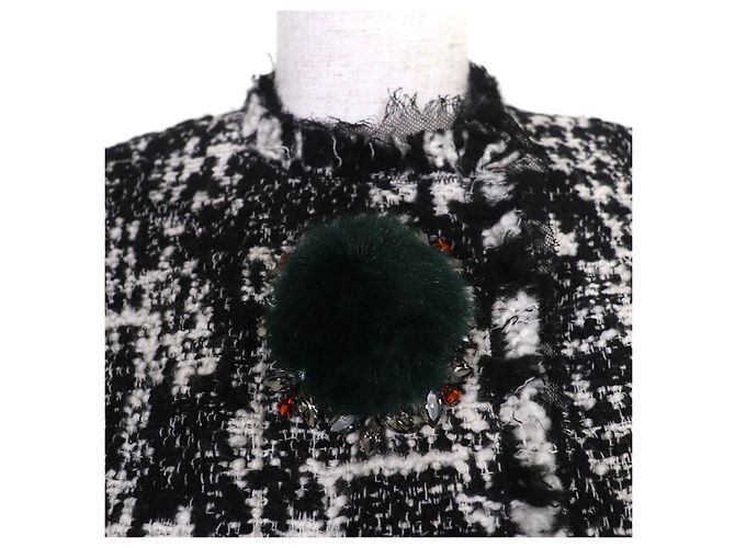 Dolce & Gabbana Cappotto in tweed con gioielli Dolce&Gabbana Nero - vista 4