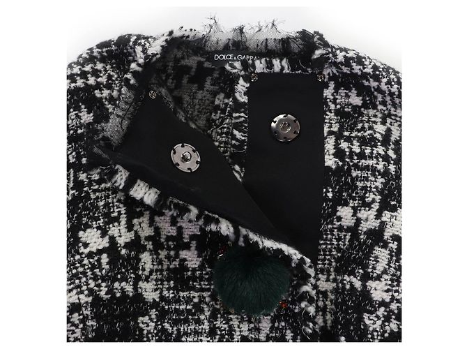 Dolce & Gabbana Cappotto in tweed con gioielli Dolce&Gabbana Nero - vista 6