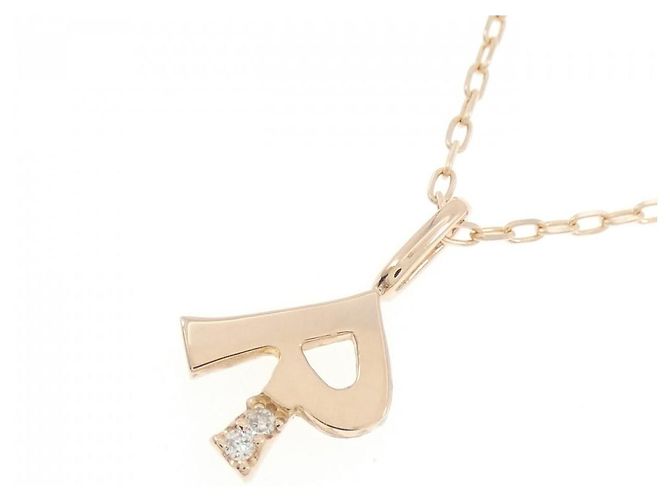 Autre Marque Collana Iniziale R in Au750 con Diamante Rosa - vista 3