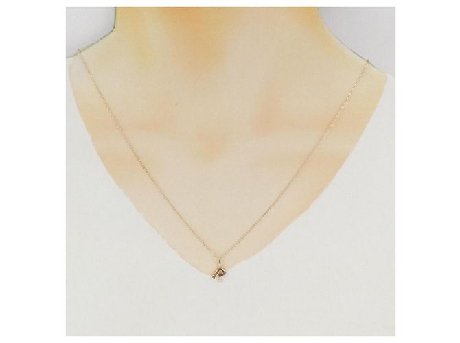 Autre Marque Collana Iniziale R in Au750 con Diamante Rosa - vista 6