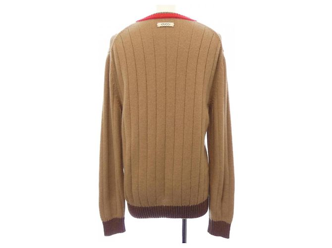 Suéter de lana camel con rayas Web Gucci Castaño - vista 2