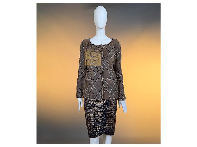Chanel Métiers d'Art Lederjacke Paris Edinburgh Braun - Ansicht 3