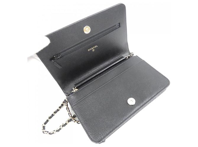 Chanel AP0023 Black Leather Chain Wallet Schwarz - Ansicht 6