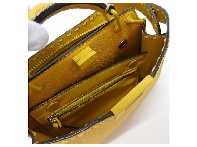 Borsa Fendi Selleria Peekaboo I.C.U. Small Giallo - vista 8
