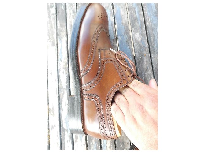 JM Weston J.M. Weston Scarpe Richelieu Wingtip in Pelle Marrone - vista 8
