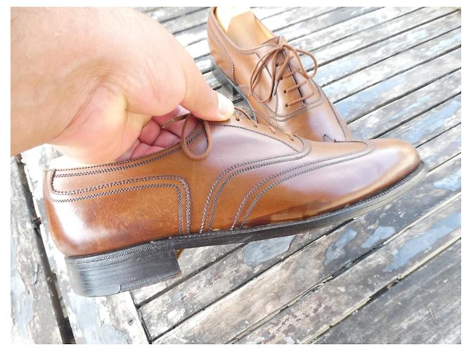 J.M. Weston 370 Richelieu Scarpe Oxford Pelle Marrone - vista 3