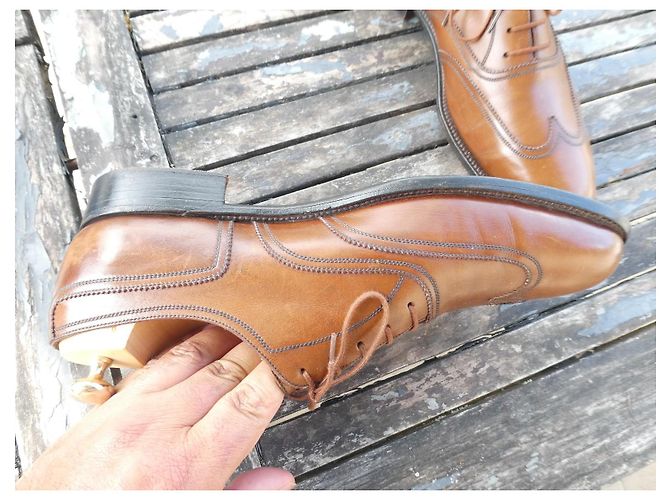 J.M. Weston 370 Richelieu Scarpe Oxford Pelle Marrone - vista 4