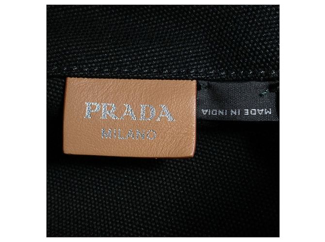Borsa Tote 2-Way in Canapa nero Prada - vista 6
