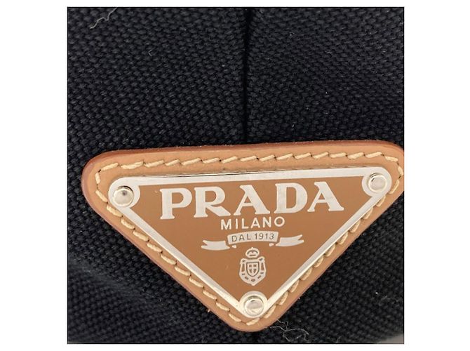 Borsa Tote 2-Way in Canapa nero Prada - vista 7