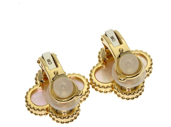 Van Cleef & Arpels Vintage Alhambra Perlmutt-Ohrringe - Ansicht 2