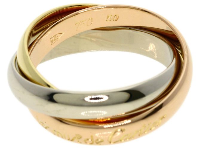 Anello Cartier Trinity in oro rosa bianco e giallo 18K - vista 3