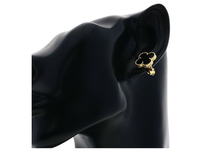 Orecchini Vintage Alhambra Onyx Van Cleef & Arpels - vista 5