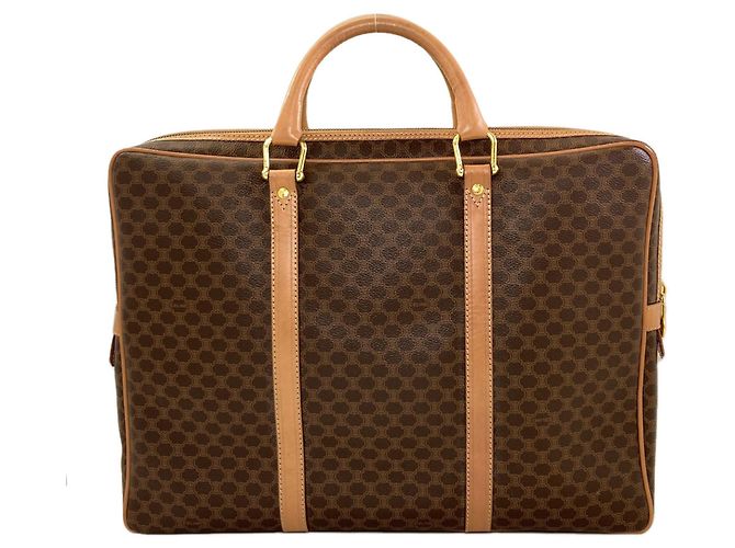 Céline Celine Macadam Pattern Leather Briefcase Brown - view 2