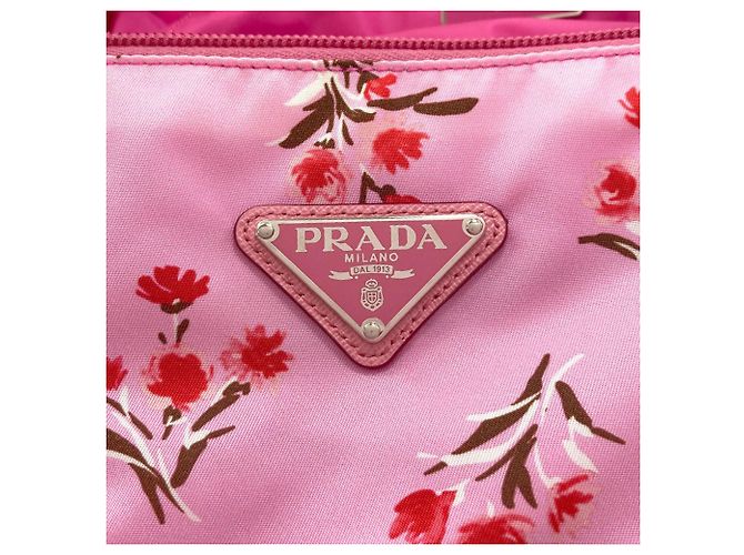 Borsa a 2 vie con motivo floreale Prada Rosa - vista 7