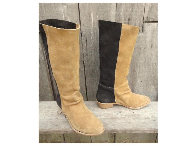 Autre Marque Camper x Bernhard Willhelm Two-Tone Suede Boots Black Beige - view 2