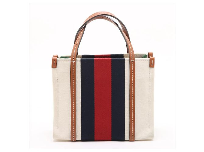 Gucci Interlocking G Web Canvas Mini Bege - vista 2