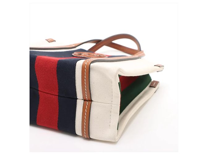 Gucci Interlocking G Web Canvas Mini Bege - vista 3