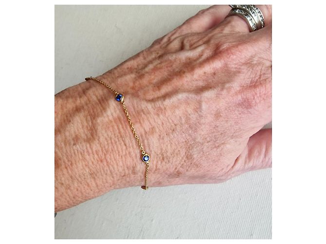 Bracciale Tiffany & Co. Elsa Peretti Color by the Yard Oro Giallo e Zaffiri Blu D'oro - vista 2