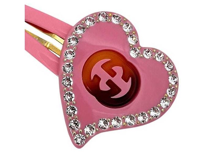 Fermaglio per capelli Gucci con cristalli rosa intrecciati - vista 7