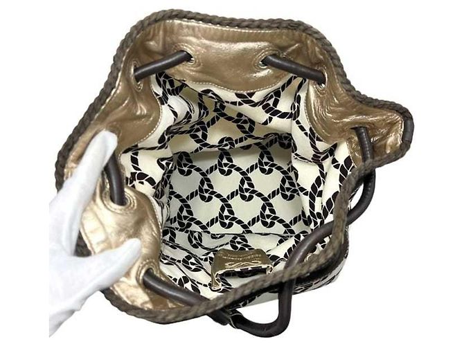 Bolsa Bucket Loewe marrom e branco - vista 6