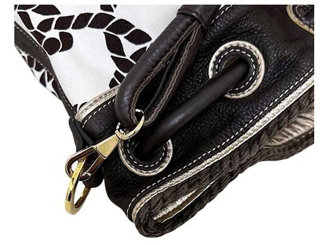 Bolsa Bucket Loewe marrom e branco - vista 9