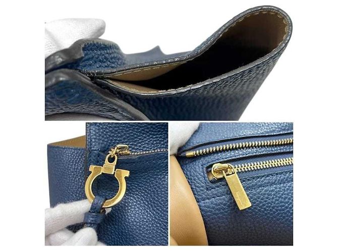 Gancini Salvatore Ferragamo blauer Leder-Tote-Bag - Ansicht 11